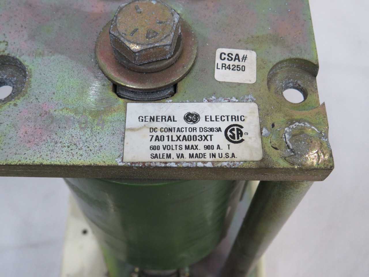Ge 7A01LXA003XT Ds303A Contactor, 600 Vdc, 900 A, 120 Vdc Coil V, Spst-No - DC CONTACTOR
