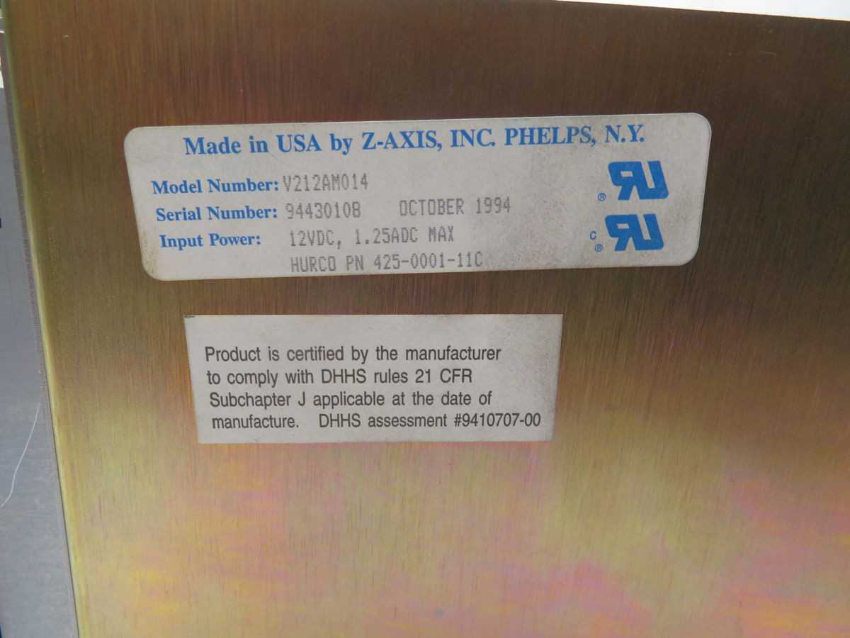 Z AXIS INC C212AM014 MONITOR T266032 - OPERATOR INTERFACE PANELS