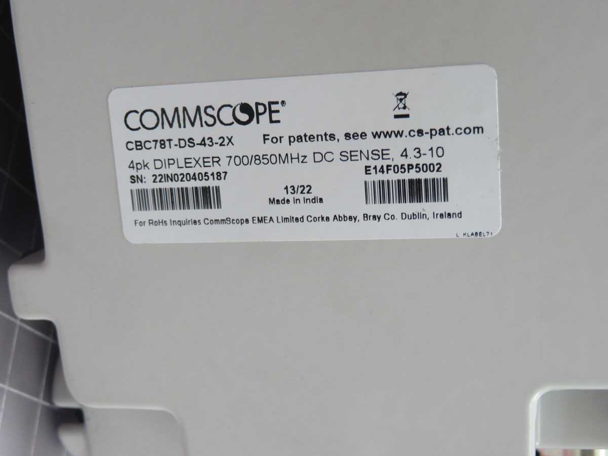 COMMSCOPE CBC78T-DS-43-2X DIPLEXER T267028 - TELECOMMUNICATION