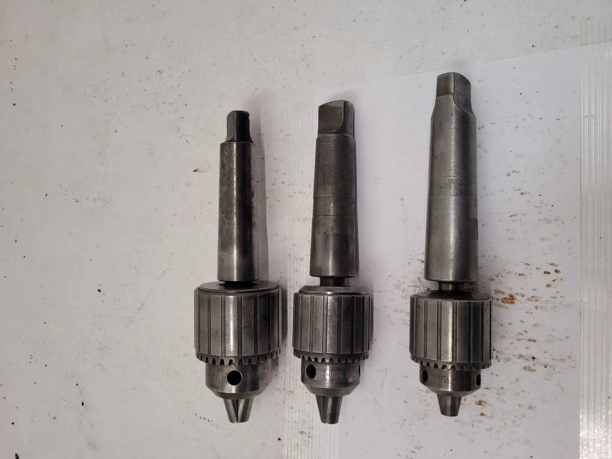 Jacobs Drill Chuck Set (3) - 34-06 (0-1/2"), NO.11 Super (0-3/8"), #36 (5-20MM) with MT Shanks - MACHINING ACCESSORIES & TOOLING