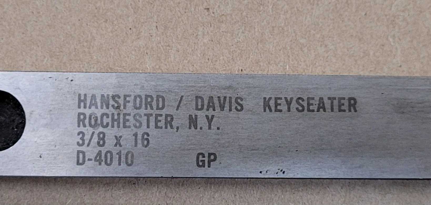 HANSFORD DAVIS D-4010 KEYSEATER BROACH 3/8" X 16" - MACHINE TOOLING