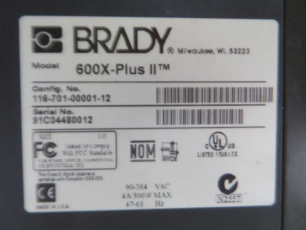 BRADY 600X-PLUS II INDUSTRIAL THERMAL TRANSFER LABEL PRINTER M7343 - AUTOMATION & CONTROLS