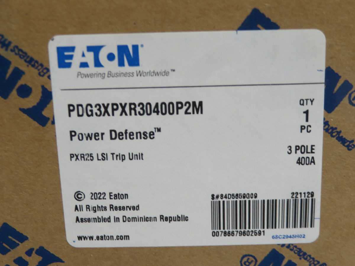 EATON PDG3XPXR30400P2M, TRIP UNIT, 3-POLE, 400A CURRENT, 600VAC VOLTAGE - CIRCUIT BREAKERS