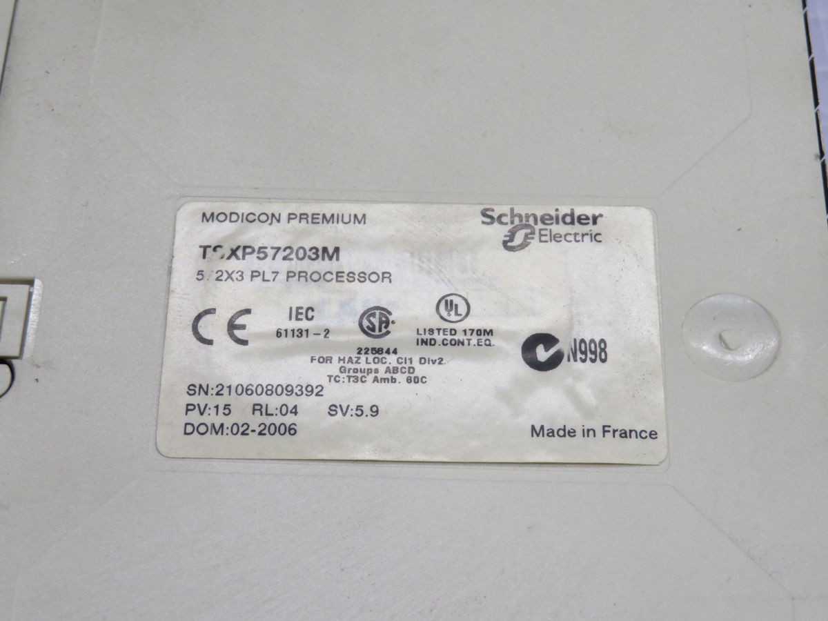 SCHNEIDER, TSXP57203M, PLC, 128K RAM, 20 NS BOOL EXEC, 1024 DI/O, 256 AI/O, ETHERNET, CANOPEN - PLC MODULES