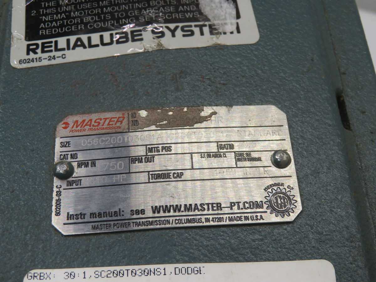 MASTER 056C200T030S1A SPEED REDUCER T265143 - GEAR REDUCERS