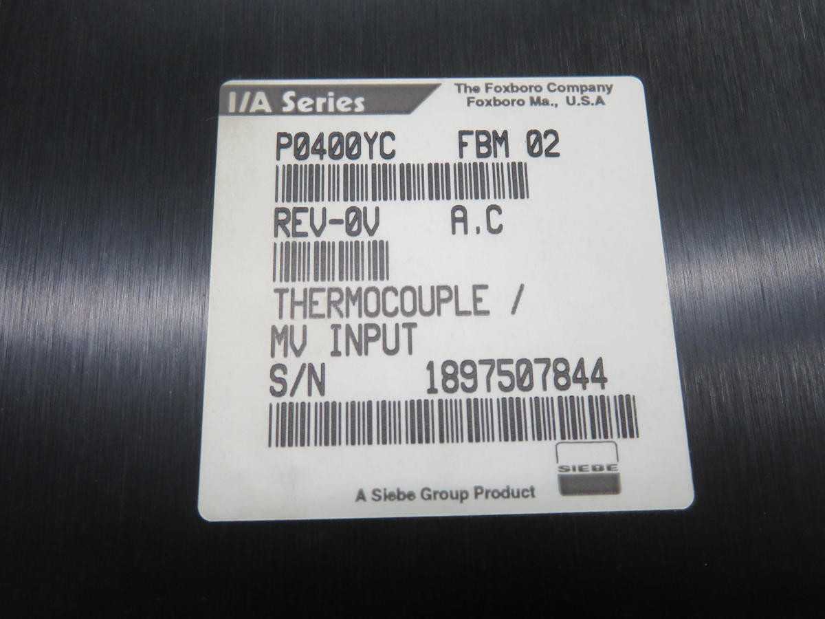 FOXBORO P0400YC FBM 02, 8 CH, TC/MV IN, -10/+110 MV RANGE, 15 BIT RES, ±0.05% ACC, 0.5S UPDATE - PLC MODULES
