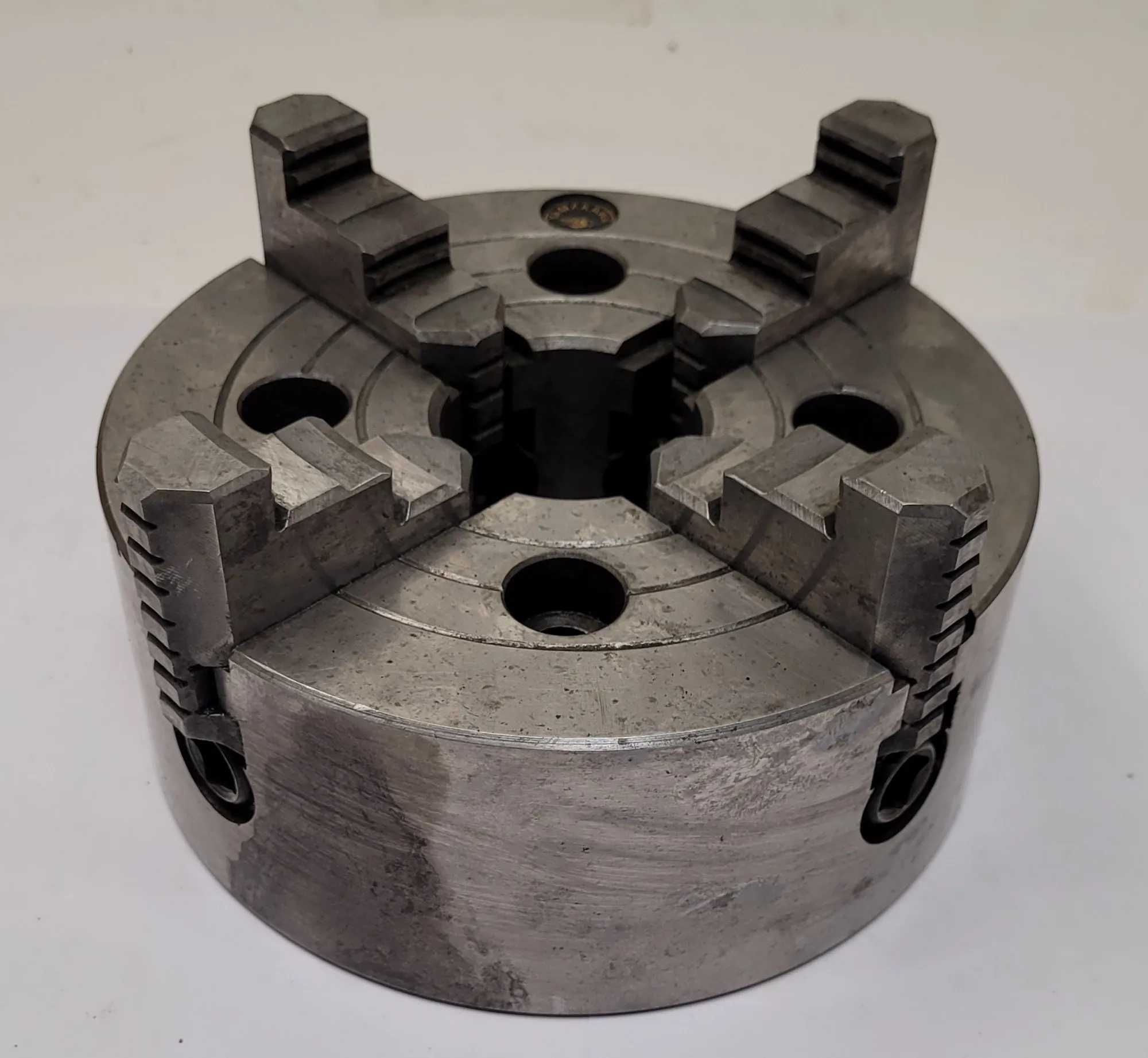 YAMAKAWA 4 JAW LATHE CHUCK, 6-1/4" OVERALL DIAMETER, FOR SUPER SPACER APPLICATION - MACHINING TOOLING & PARTS
