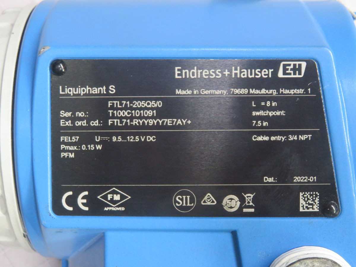 ENDRESS+HAUSER FTL71-205Q5/0 POINT LEVEL SWITCH T266625 - LEVEL MEASUREMENT