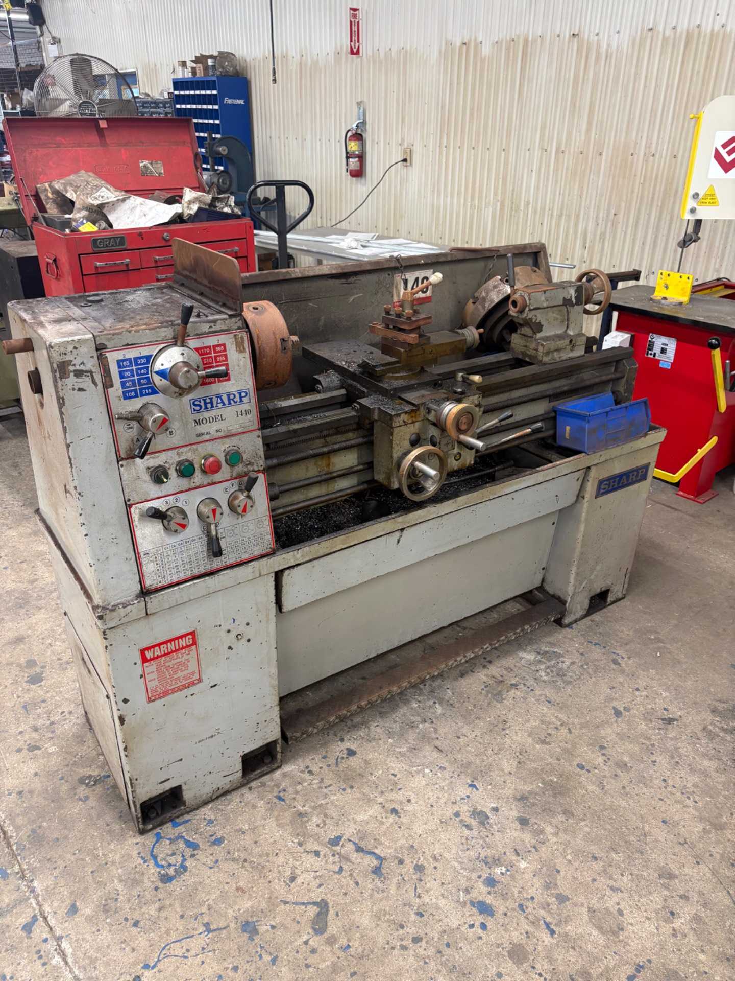 1990 Sharp 1440 Manual Lathe, 14in Swing, 40in Cc, 3HP, 1.5in Bore, 220/440V - MANUAL LATHES 1990 Sharp 1440 Manual Lathe, 14in Swing, 40in Cc, 3HP, 1.5in Bore, 220/440V - MANUAL LATHES