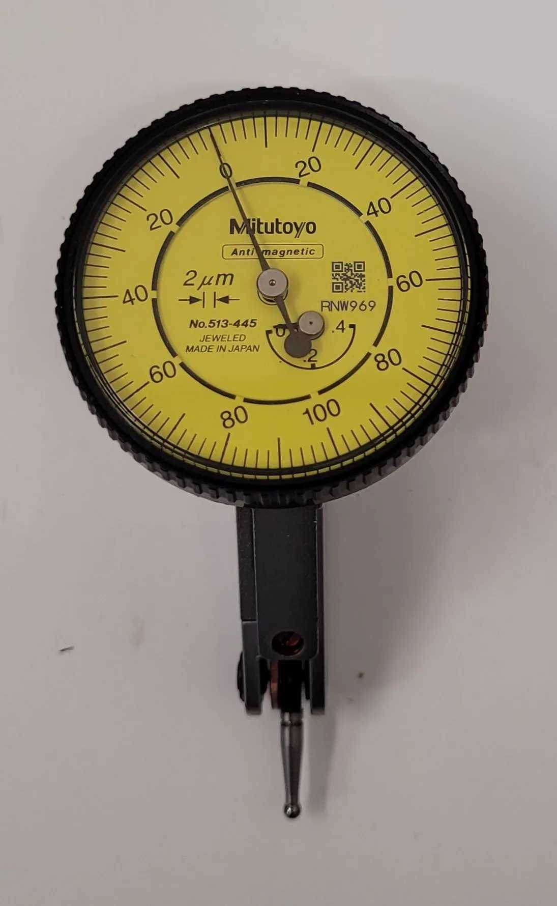 MITUTOYO NO 513-445 DIAL TEST INDICATOR, CARBIDE CONTACT POINT, 0.4MM RANGE, .002MM GRAD. - MACHINE TOOLING