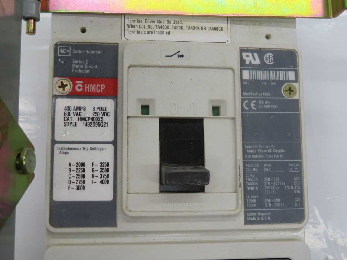 CUTLER HAMMER HMCP400X5 CIRCUIT BREAKER T265172 - CIRCUIT BREAKERS