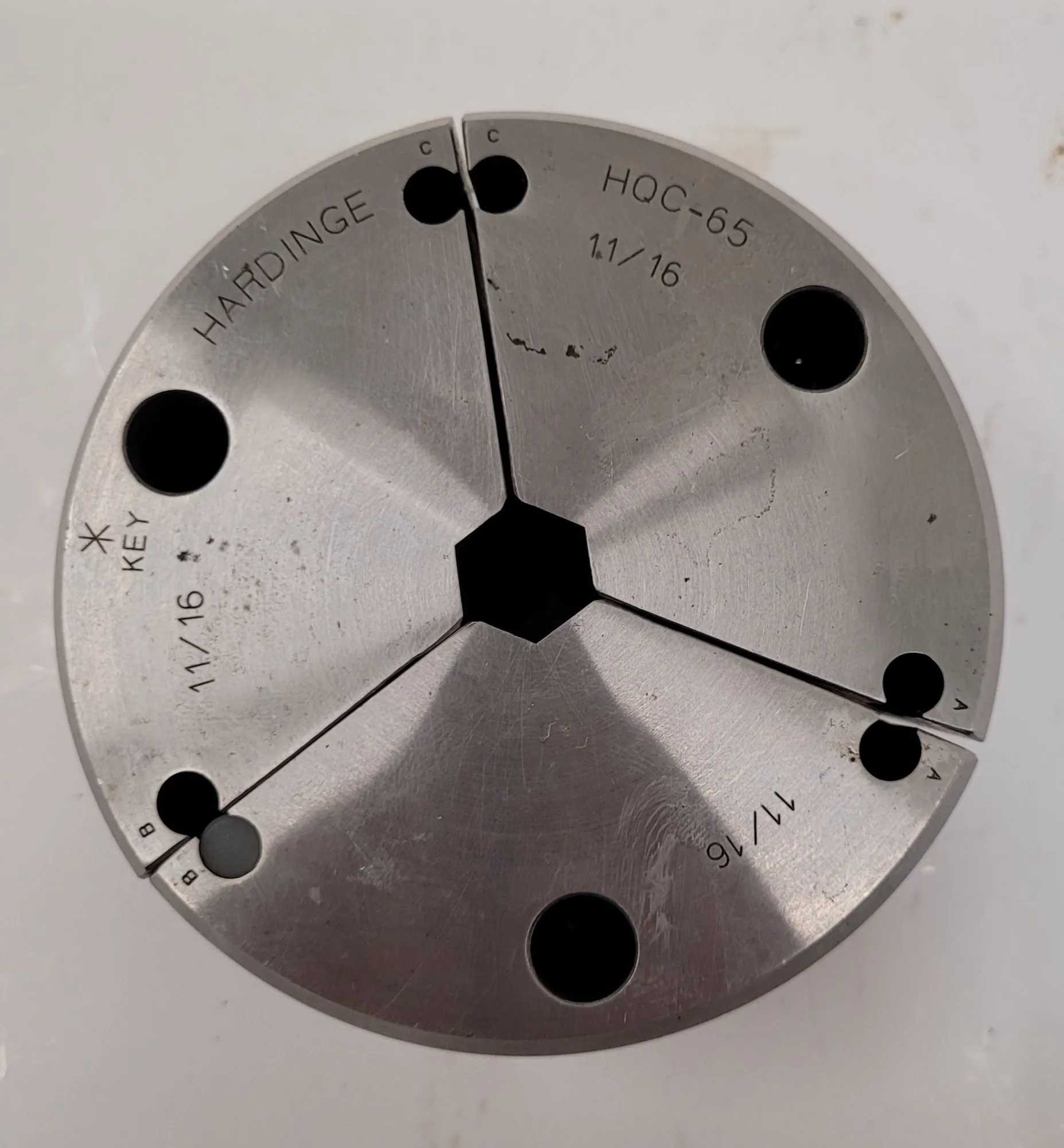 HARDINGE HQC-65 QUICK CHANGE COLLET SERIES 65, SIZE: 11/16IN, 2.25” HEIGHT - MACHINE TOOLING
