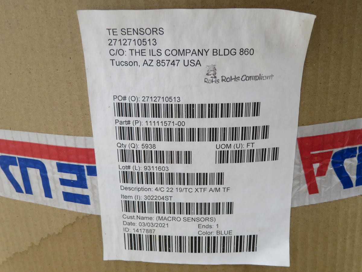 LOT OF 5900FT TE 11111571-00 CABLE SUBMERSIBLE 4/C 22 19/TC XTF A/M TF - ELECTRICAL WIRE