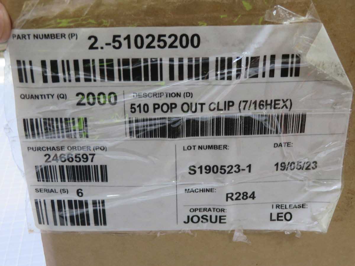 LOT OF 2000 MATHEWS 2.-51025200 510 POP OUT CLIP(7/16HEX) T264099 - INDUSTRIAL PARTS