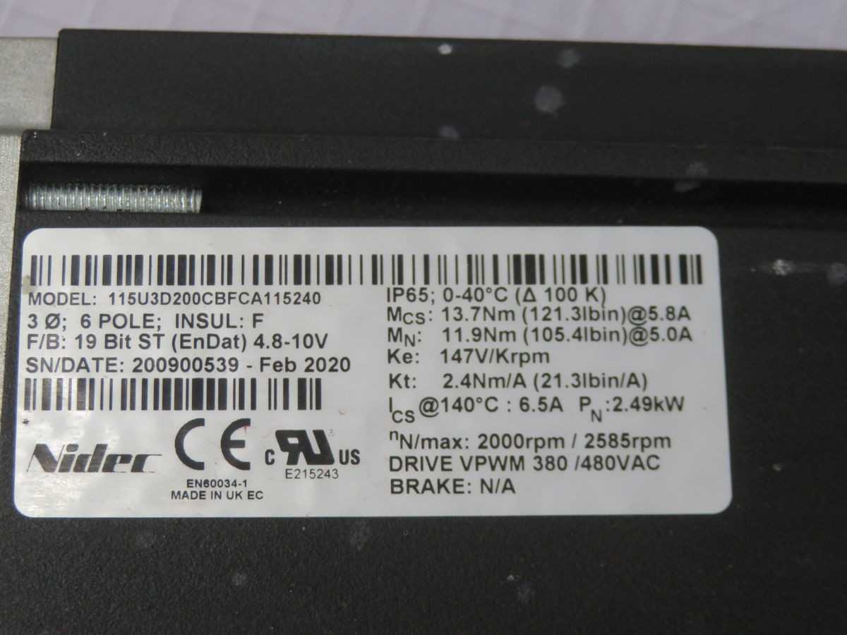 NIDEC 115U3D200CBFCA115240 SERVO MOTOR T263968 - SERVO MOTORS