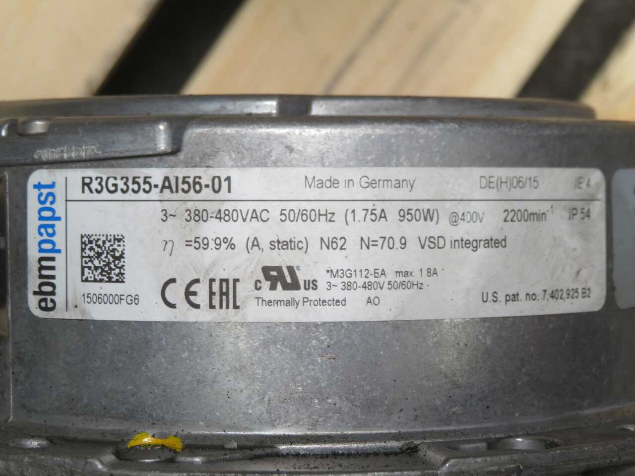 EBM PAPST R3G355-A156-01 CENTRIFUGAL FAN T261717 - COOLING FAN