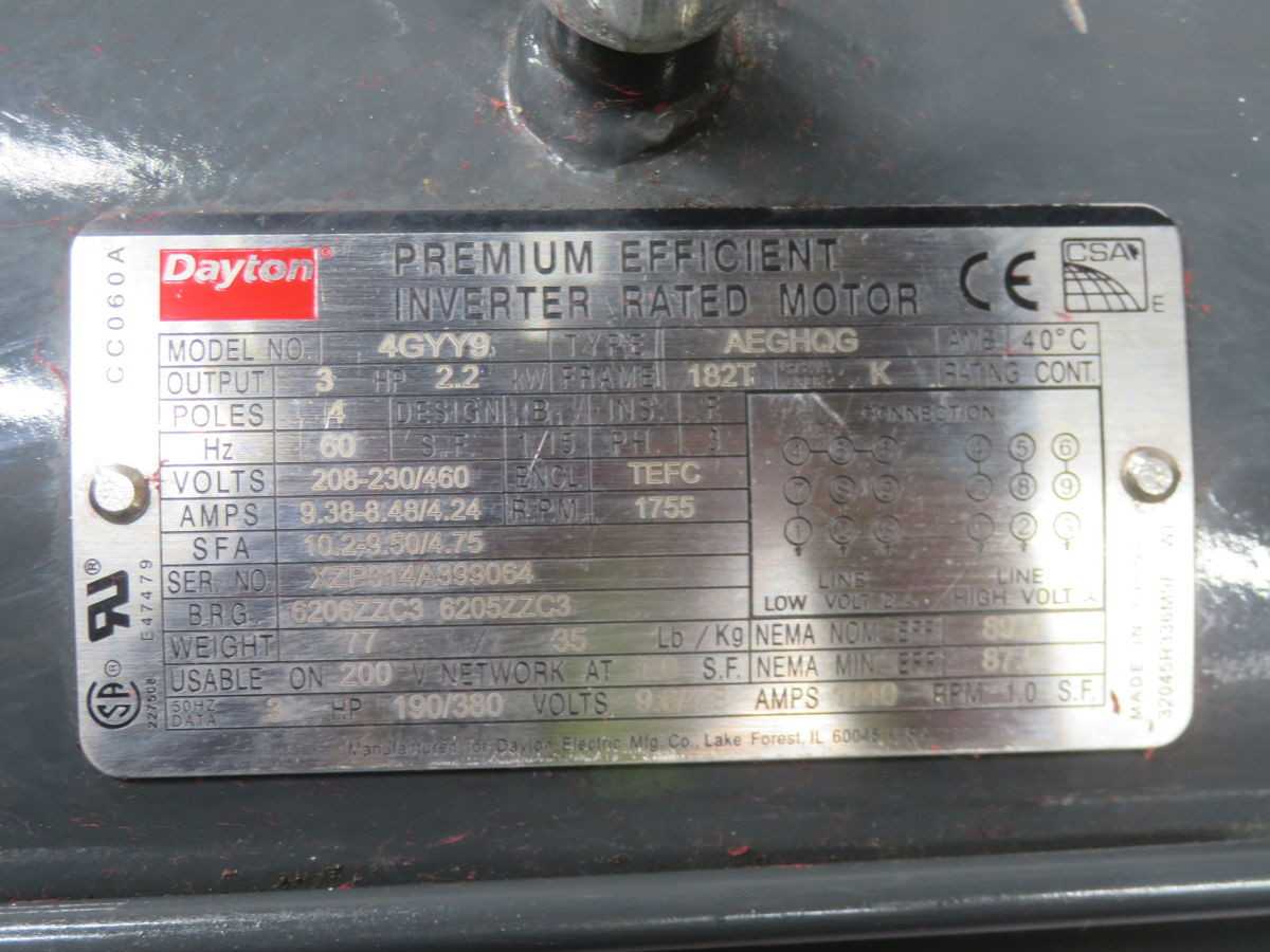 DAYTON 4GYY9 AEGHQG INVERTER RATED MOTOR T264548 - AC MOTOR