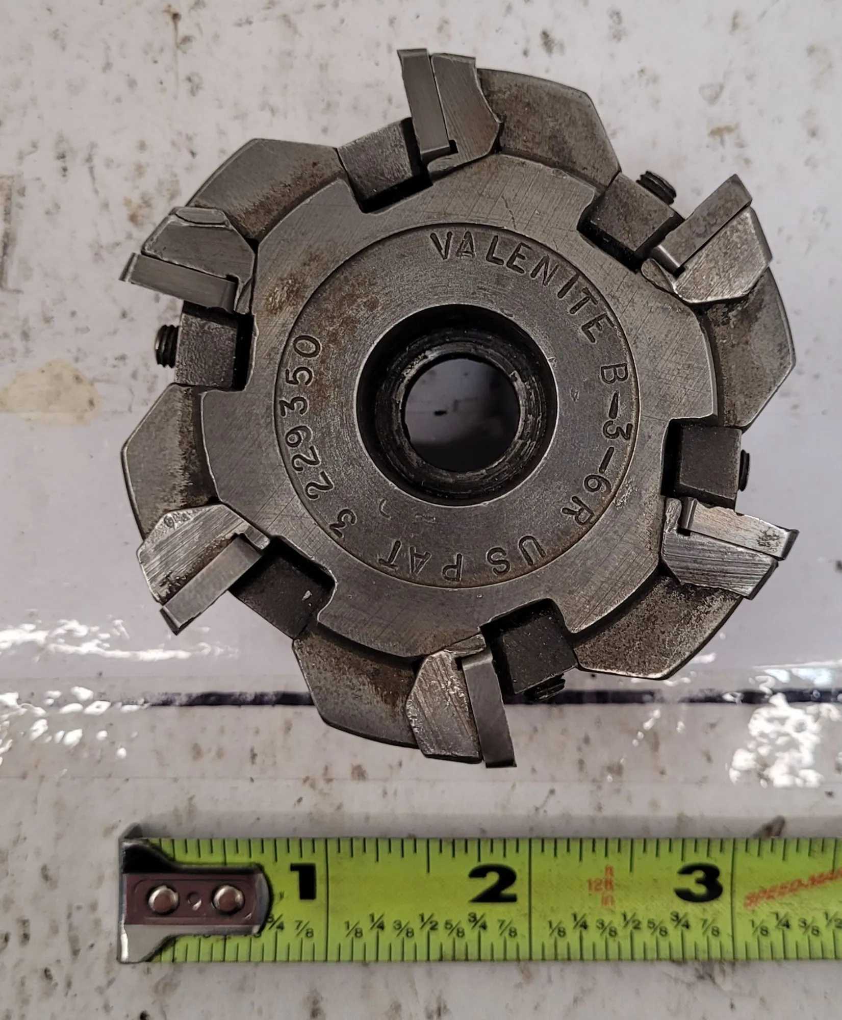 VALENITE INDEXABLE FACE MILL CUTTER B-3-6R, 3" CUTTING DIA, 1" ARBOR, HOLDS 6 INSERTS - MACHINING TOOLING & PARTS