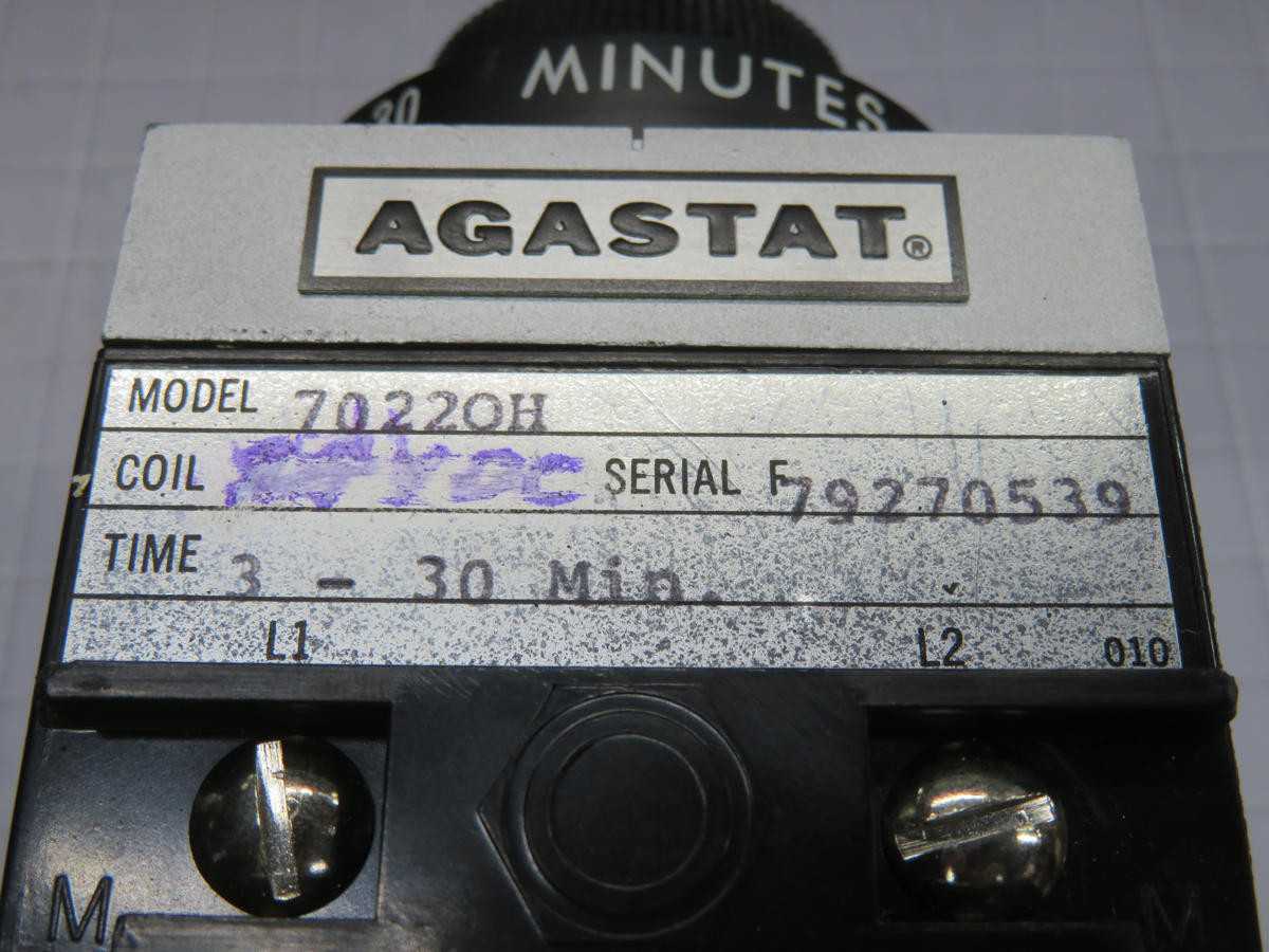 AGASTAT 7022OH TIME DELAY RELAY, 3-30 MIN TIME DELAY, DPDT, 10 A CONTACT, 120/240 VAC - TIME DELAY RELAY