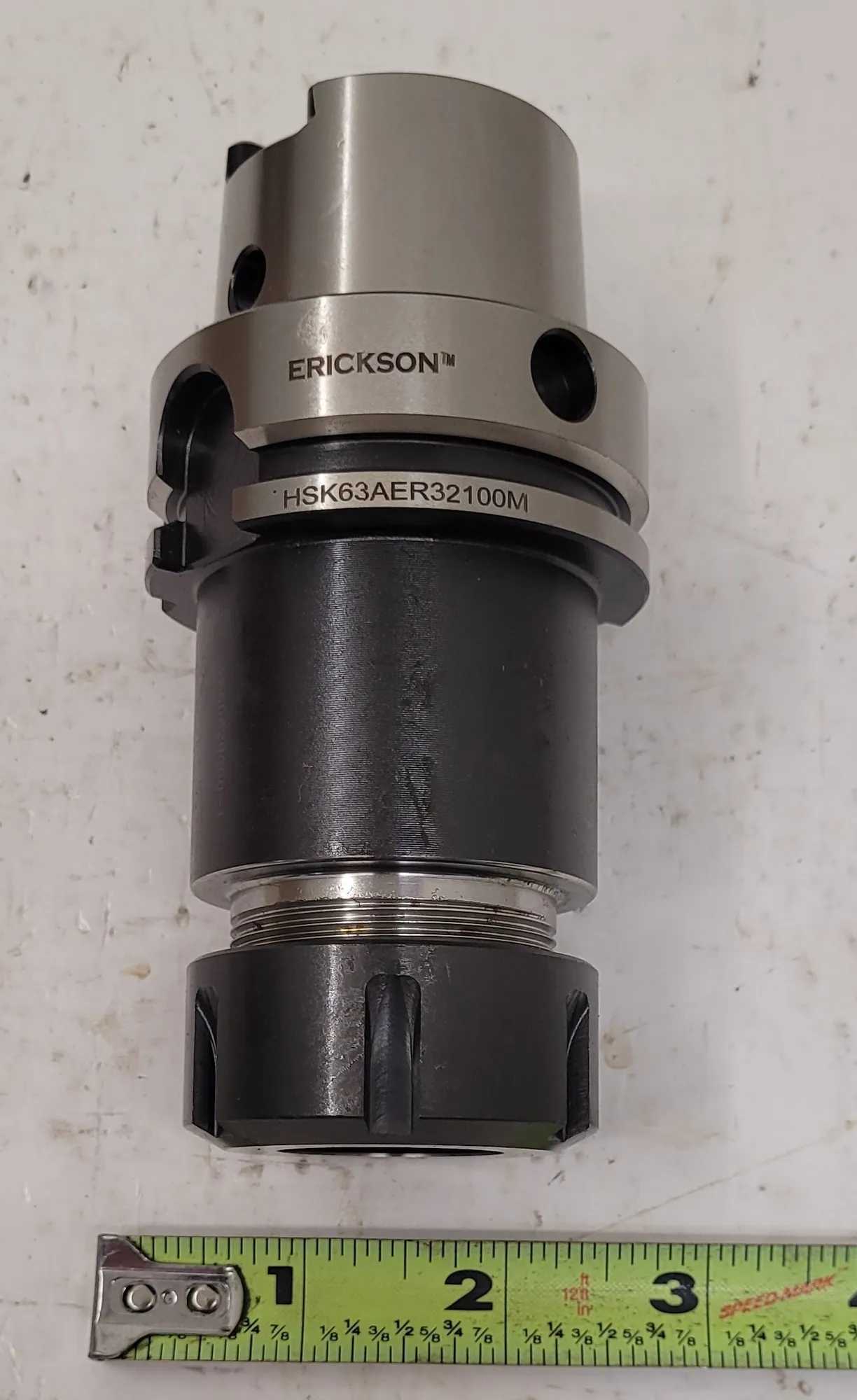ERICKSON HSK63AER32100M MILLING CUTTER ARBOR, 2-1/2", HSS - ER32 COLLET CHUCK - MACHINING TOOLING & PARTS