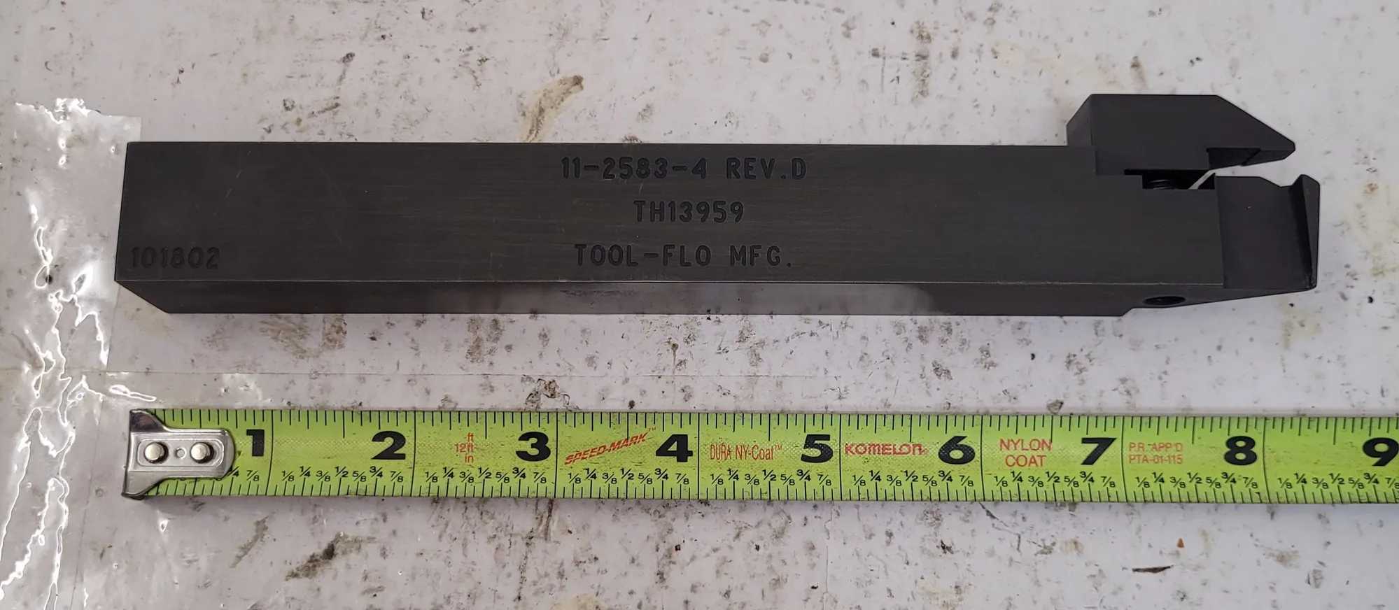 TOOL-FLO TH13959 TOOLHOLDER, 1”X1” SQUARE SHANK, 8.25” OAL - MACHINING TOOLING & PARTS