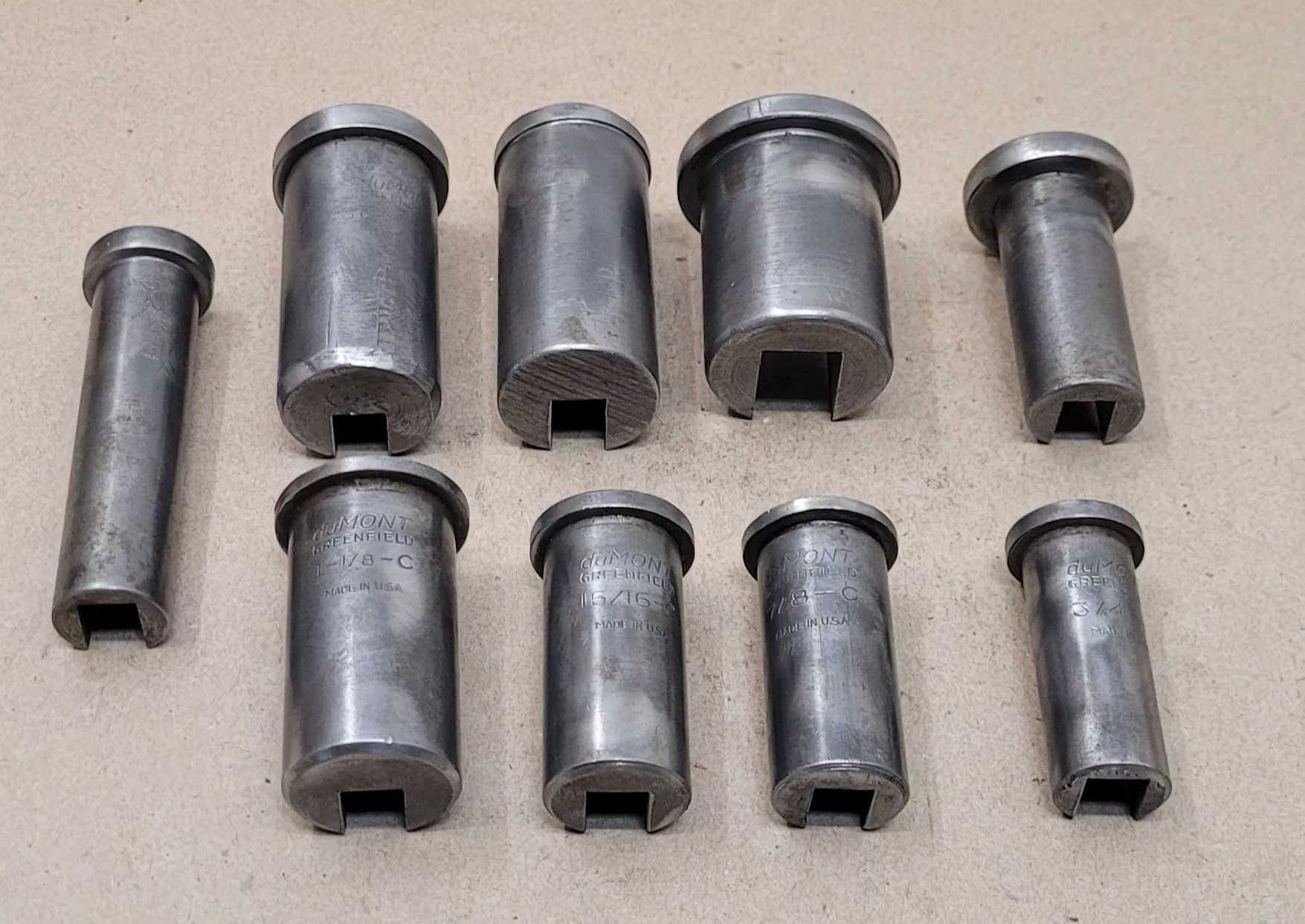 DUMONT SERIES C KEYSEATER BROACH BUSHING SET OF 9 (VARIOUS SIZES) - MACHINE TOOLING