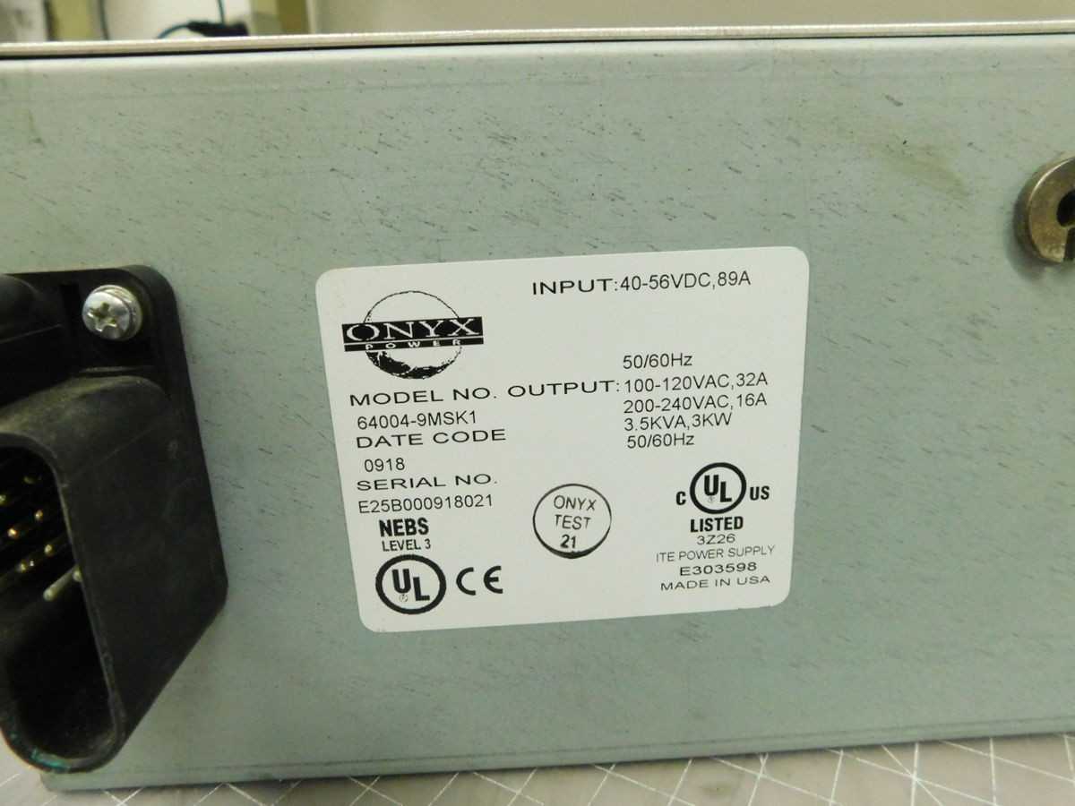 ONYX 64004-9MSK1 POWER MODULE FOR UPS SYSTEM INP.40-56 VDC,OUT.120/240VAC 3.5KVA M6476 - UPS