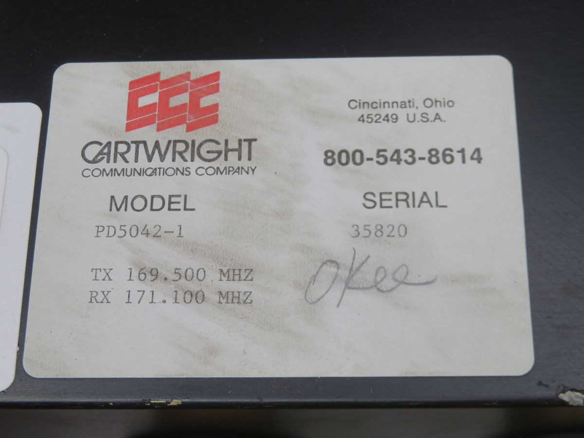 Cartwright PD5042-1 Duplexer Quantar T261868 - High Performance Signal Solution - TELECOMMUNICATION