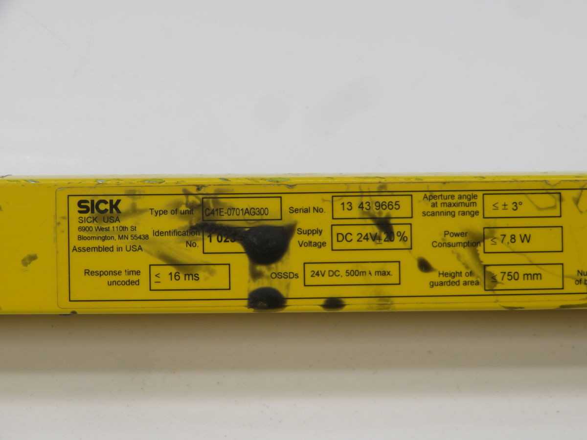 SICK C41E-0701AG300, 14MM RESOLUTION, 750MM HEIGHT, 2.5M RANGE, 10MS RESPONSE, IP65, SIL2, PL C - SENSORS