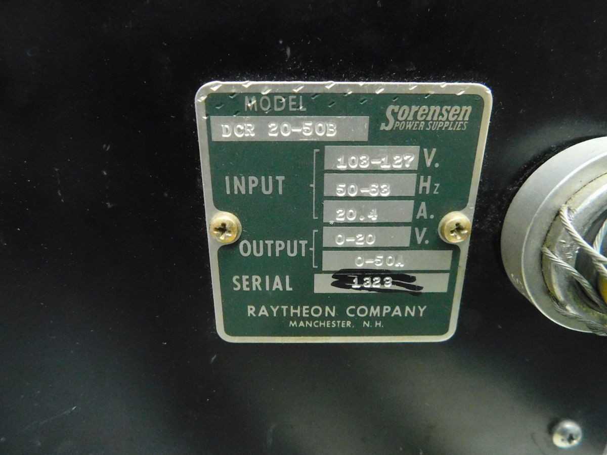 SORENSEN DCR 20-50B DC POWER SUPPLY 0-20V/0-50A M7293 - POWER SUPPLIES