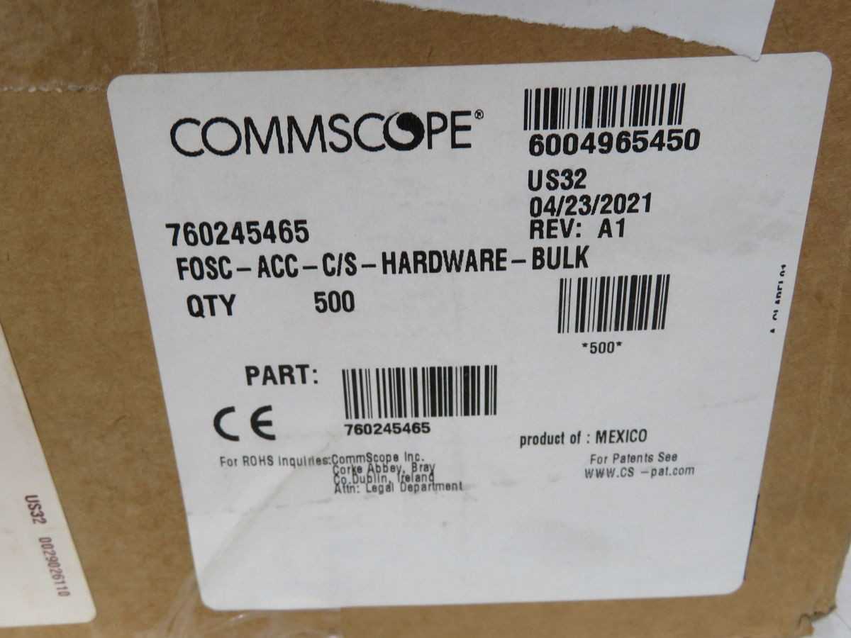 LOT OF 500 COMMSCOPE 760245465 FOSC-ACC-C/S- HARDWARE T267069 - AUTOMATION & CONTROLS