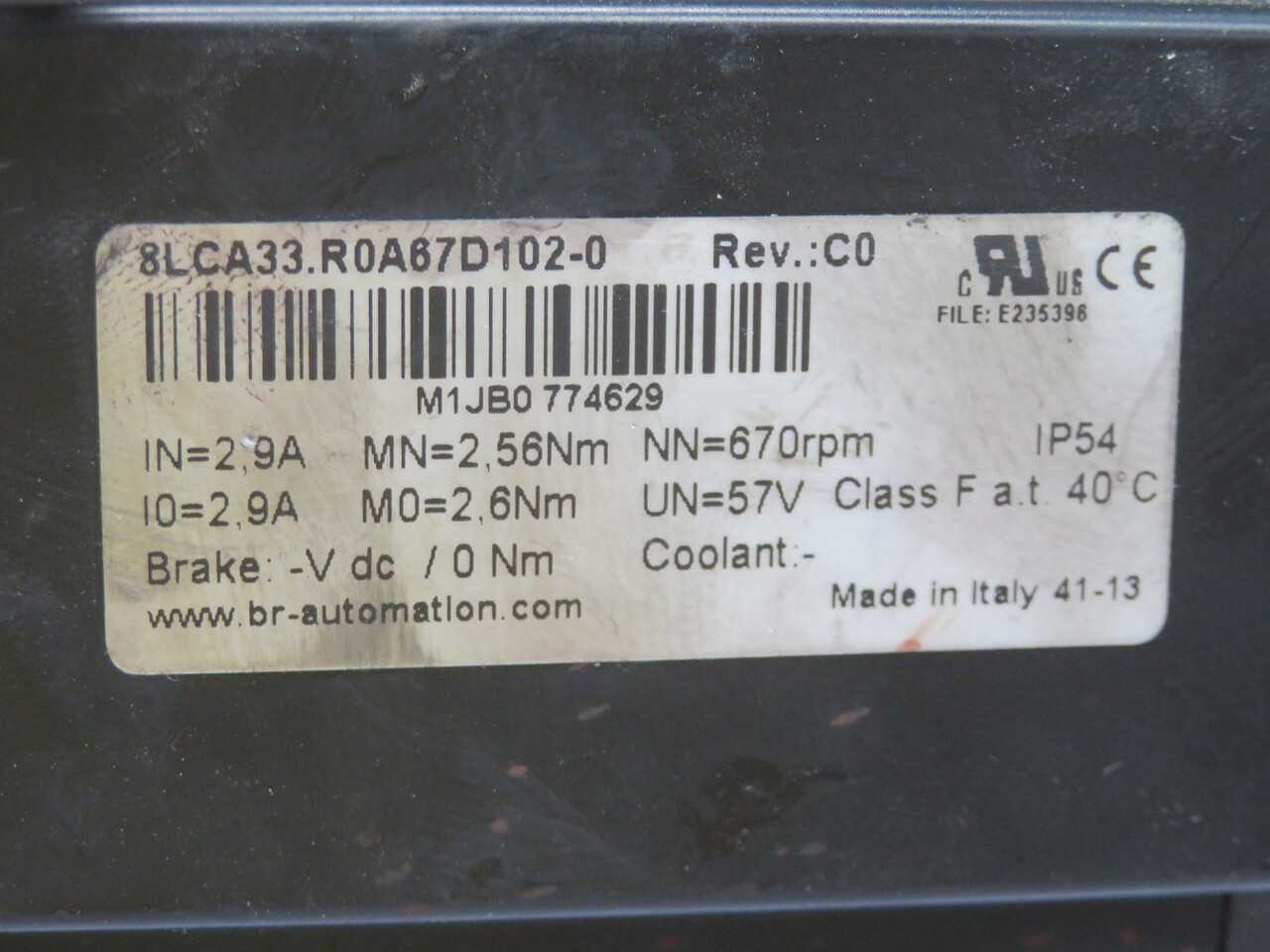 B&R 8LCA33.R0A67D102-0 Servo Motor T261663 - SERVO MOTORS