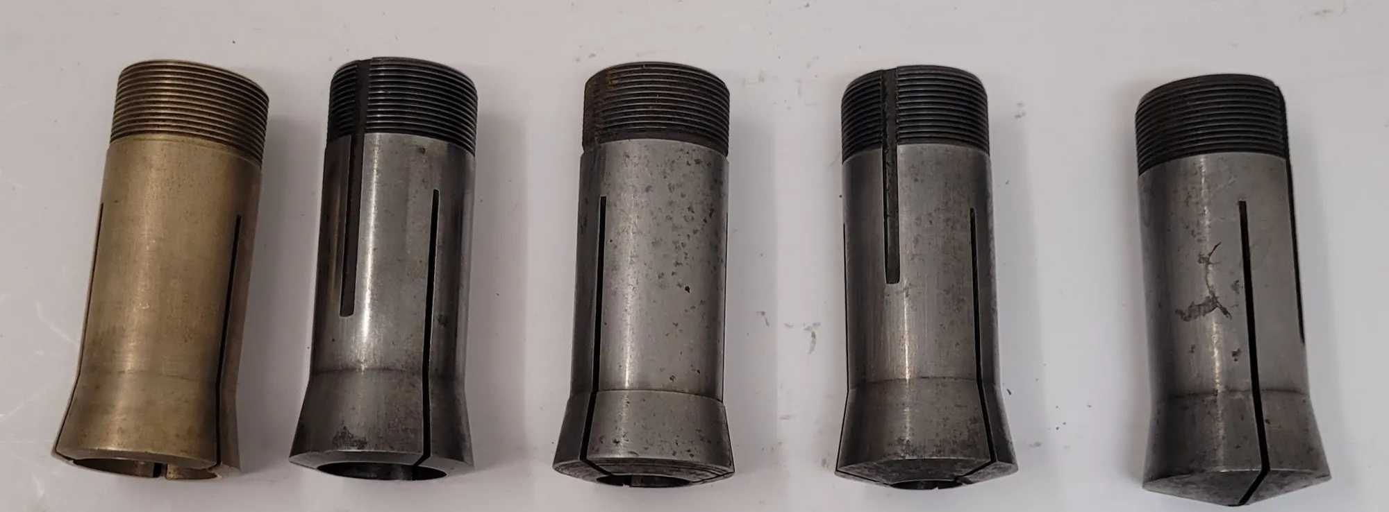 UNBRANDED 5 PIECE COLLET SET - VARIOUS SIZES (1.125IN, 1IN, 1/8IN, 15MM, 3/4IN) - MACHINING TOOLING & PARTS