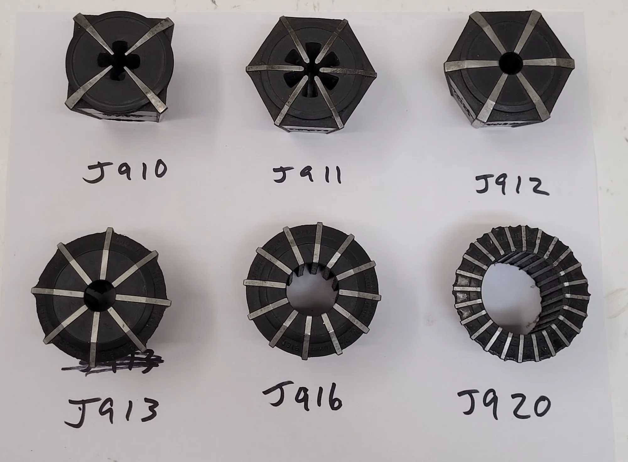 JACOBS RUBBER FLEX COLLETS - SET OF 6 - VARIOUS SIZES (J910, J911, J912, J913, J916, J920) - MACHINE TOOLING
