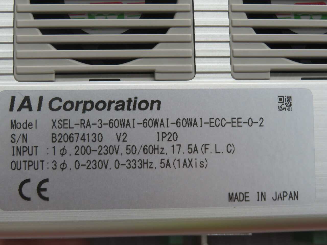 IAI XSEL-RA-3-60WAI-60WAI-60WAI-ECC-EE-0-2 B20674130 X-SEL CONTROLLER T267569 - AUTOMATION & CONTROLS