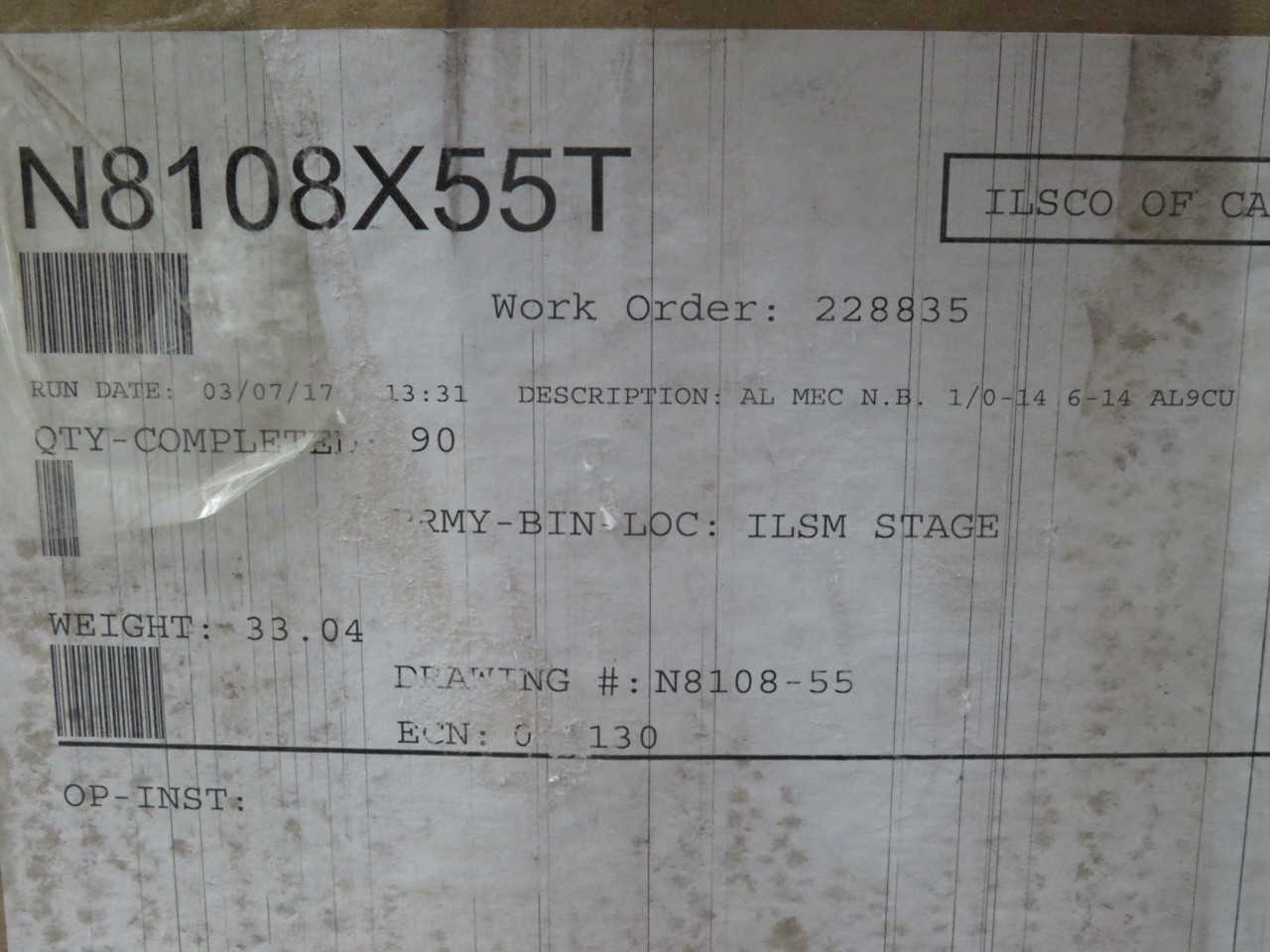 LOT OF 88 N8108X55T AL MEC N.B. 1/0-14 6-14 AL9CU TERMINAL LUGS - PLUGS & RECEPTACLES