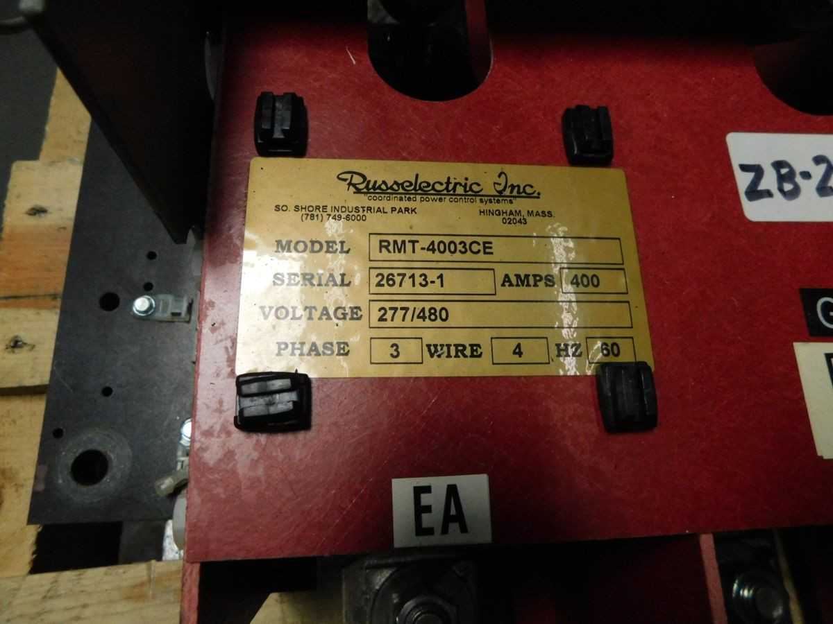 RUSSELECTRIC RMT-4003CE Automatic Transfer Switch 277/480V, 400A M6386 - AUTOMATIC TRANSFER SWITCH