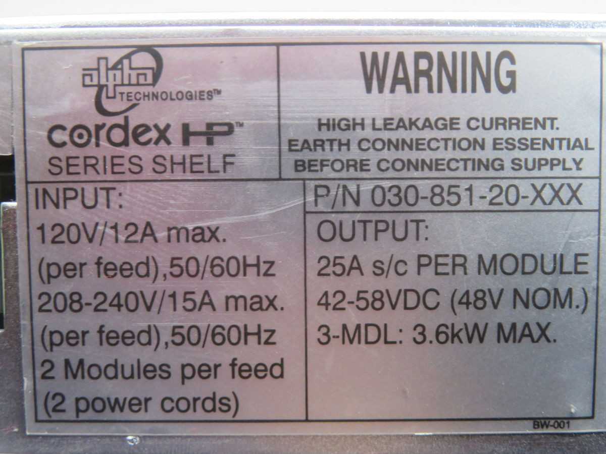 Cordex HP 030-851-20-XXX Rack Mount Power Supply T266454 - POWER SUPPLIES