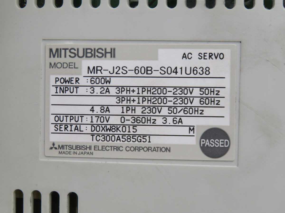 MITSUBISHI MR-J2S-60B-S041U638 SERVO AMPLIFIER BH0564 - SERVO