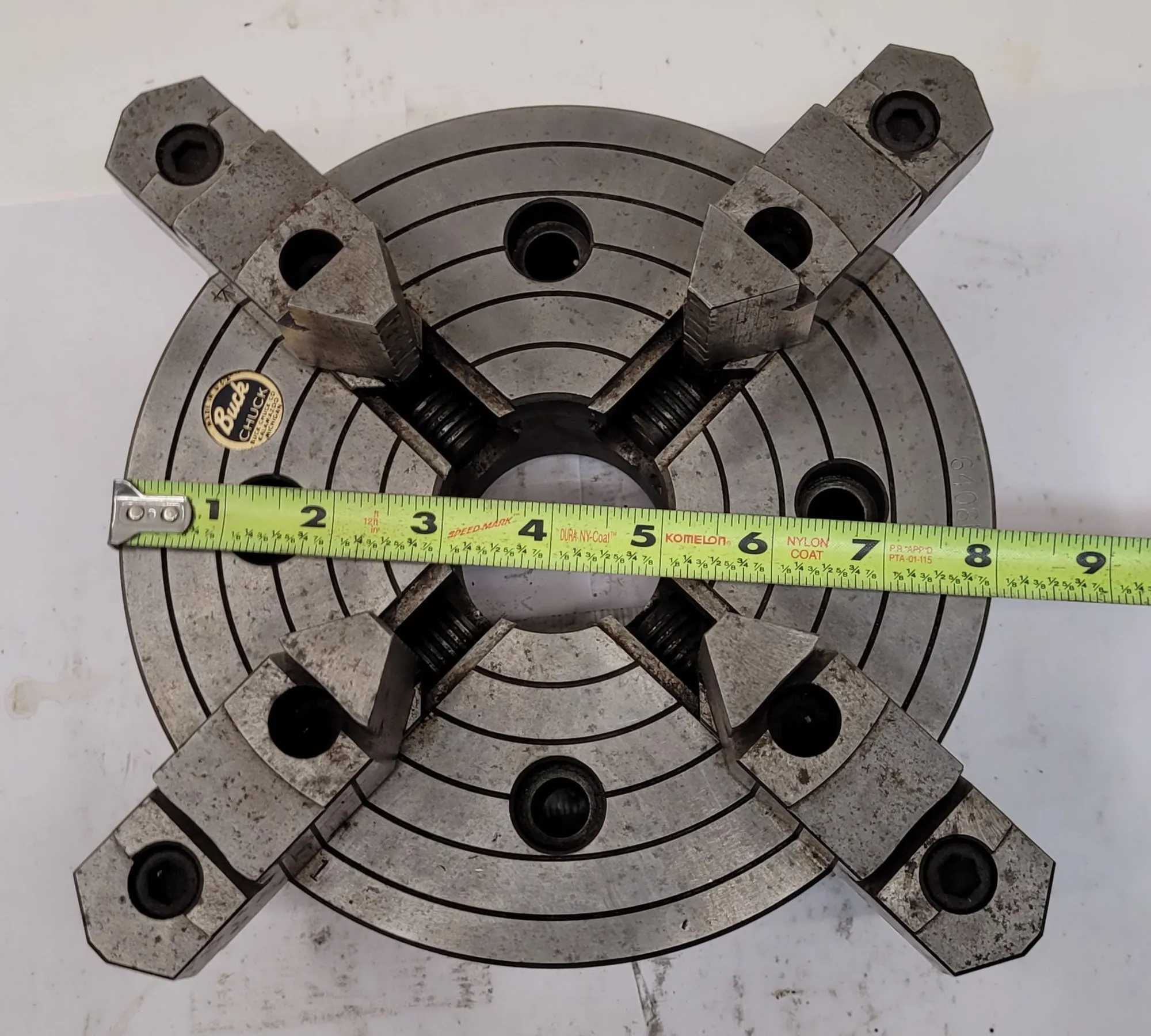 BUCK 6408R LATHE CHUCK, 8" 4 JAW, REQUIRES BUCK ADAPTER PLATE - MACHINING TOOLING & PARTS