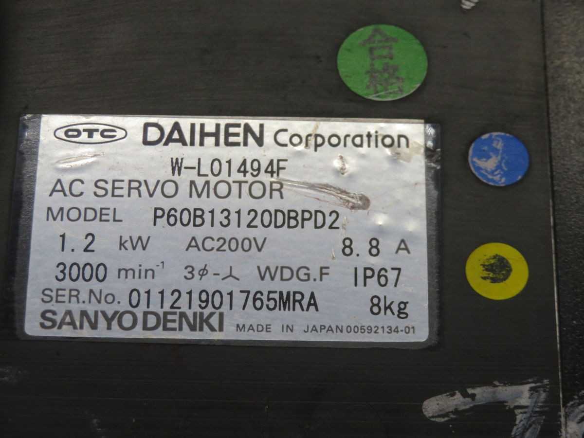DAIHEN P60B13120DBPD2 W-L01494F AC SERVO MOTOR T266678 - SERVO MOTORS