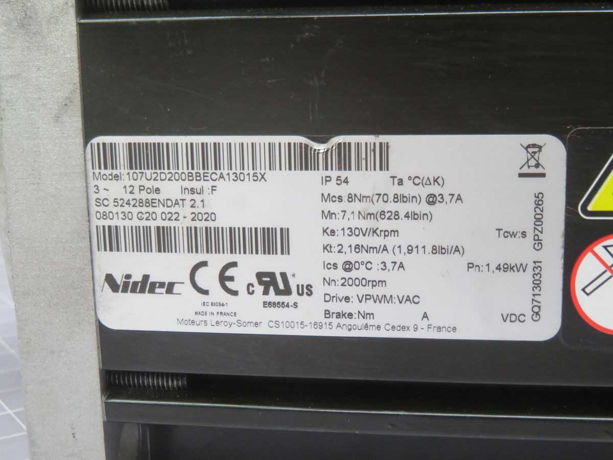 NIDEC 107U2D200BBECA13015X SERVO MOTOR T263970 - SERVO MOTORS