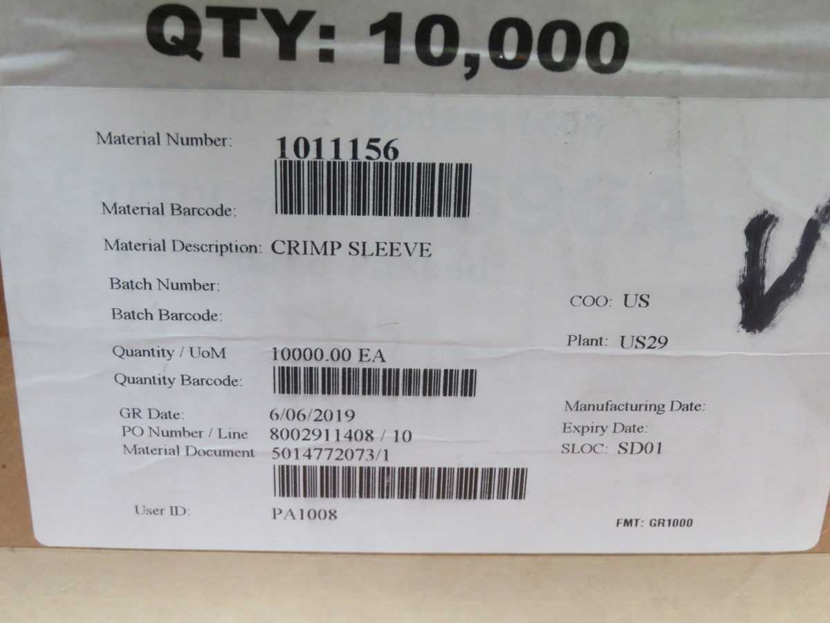 Lot Of 10,000 CommScope 1011156 Crimp Sleeves T268582 - SLEEVE