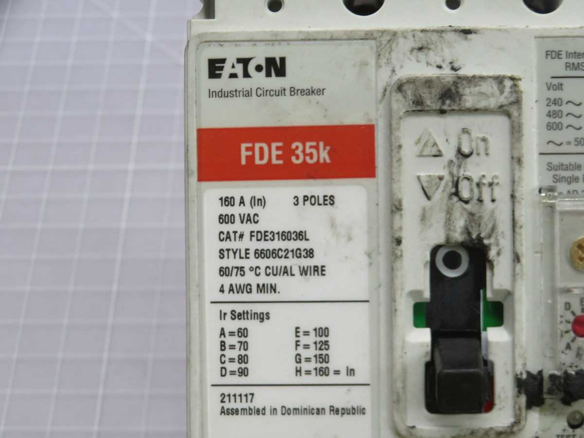 EATON FDE316036L CIRCUIT BREAKERS, 3-POLE, 160A RATED, LSIG, 600 VAC, 250 VDC, 50/60 HZ, 65 KAIC IC - CIRCUIT BREAKERS