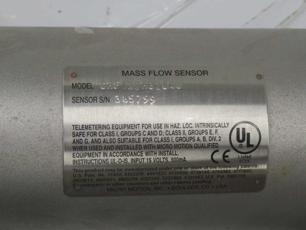 MICRO MOTION CHF100H328WU MASS FLOW SENSOR ASSY T266770 - FLOW METER