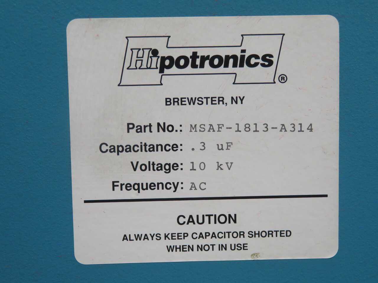 Hipotroncis MSAF-1813-A314 High Voltage Capacitor T269416 - INDUSTRIAL PARTS