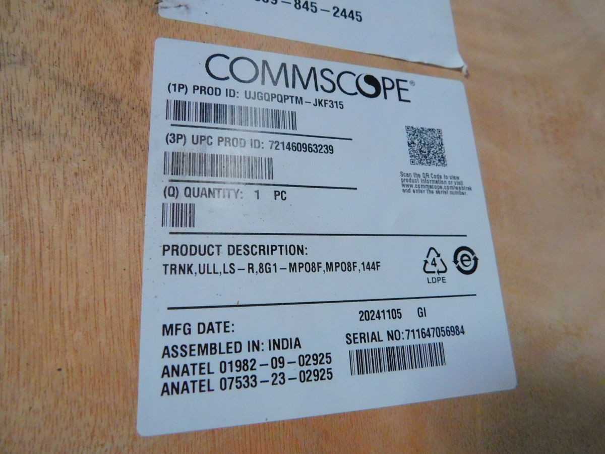 Commscope UJGQPQPTM-JFK315 144-Fiber Single Mode Fiber Trunk Cable Assembly 315ft - FIBER OPTIC CABLE