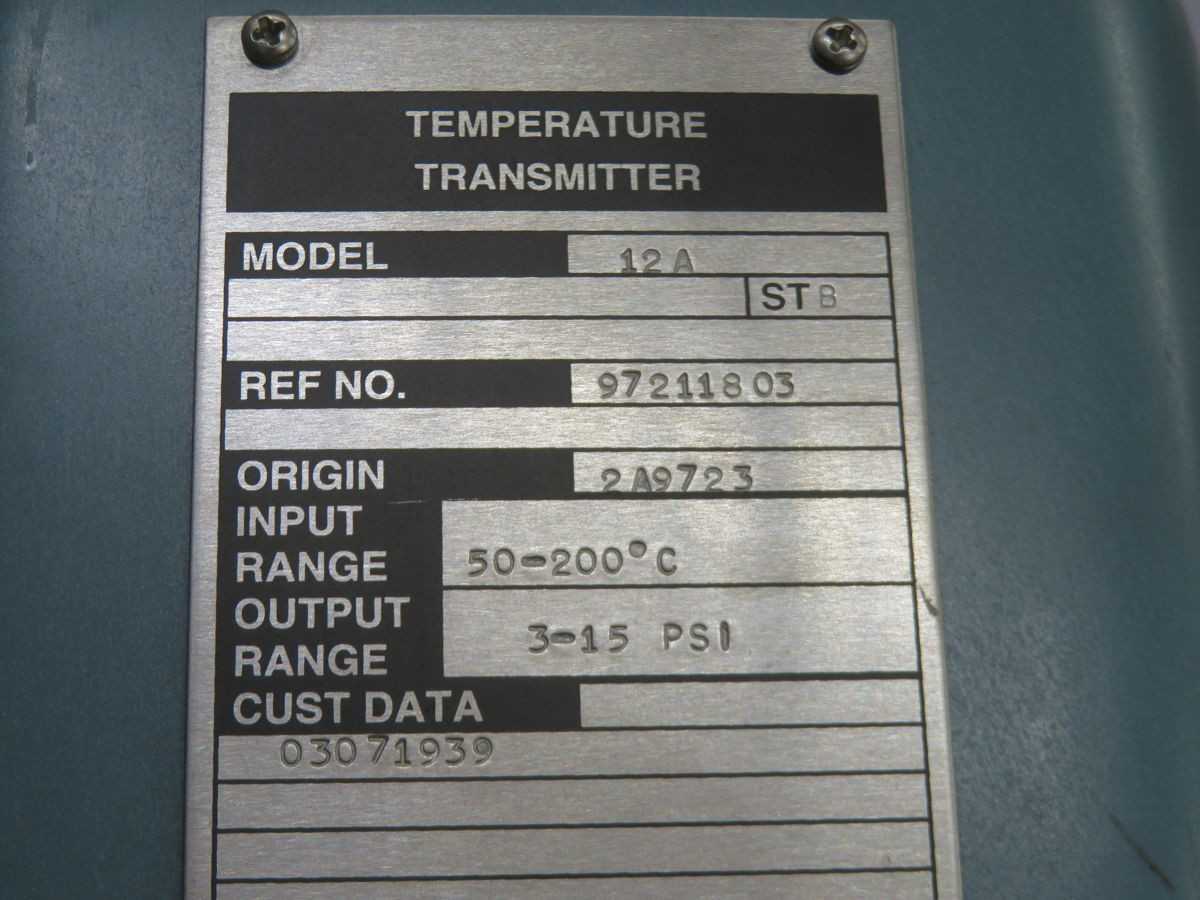 Foxboro 12A Temperature Transmitter, 50-200C Input Range, 3-15PSI Pneumatic Output, 0.5% Span Accuracy - PRESSURE TRANSMITTER
