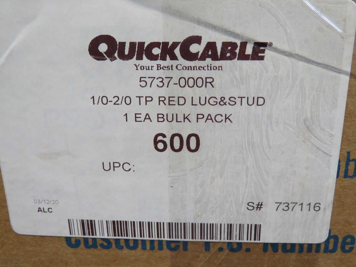 LOT OF 500 QUICK CABLE 5737-000R 1/0-2/0 TP RED LUG&STUD TERMINAL PROTECTOR T257451 - TERMINAL BLOCKS