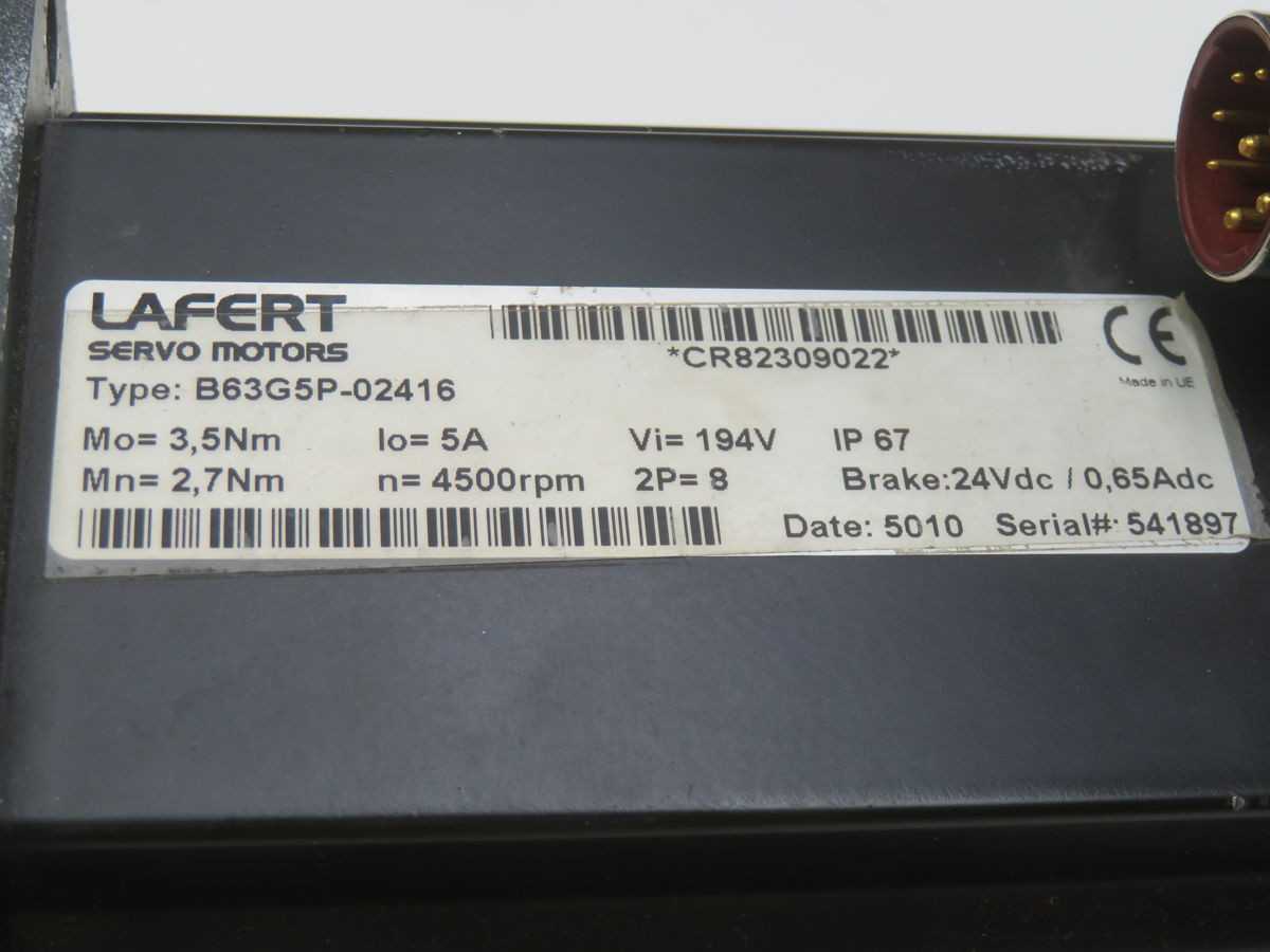LAFERT B63G5P-02416 BRUSHLESS SERVO MOTOR T269155 - SERVO